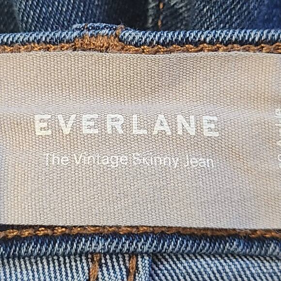 EVERLANE The Vintage Skinny Button Fly High Waist Raw Hem Ankle Jeans Women's 32 - Picture 9 of 12